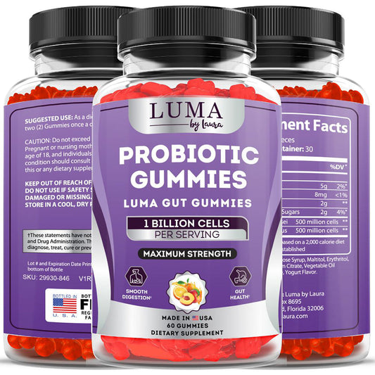 Luma Gut Gummies - Probiotic Gummies for Smooth Digestion, Gas &