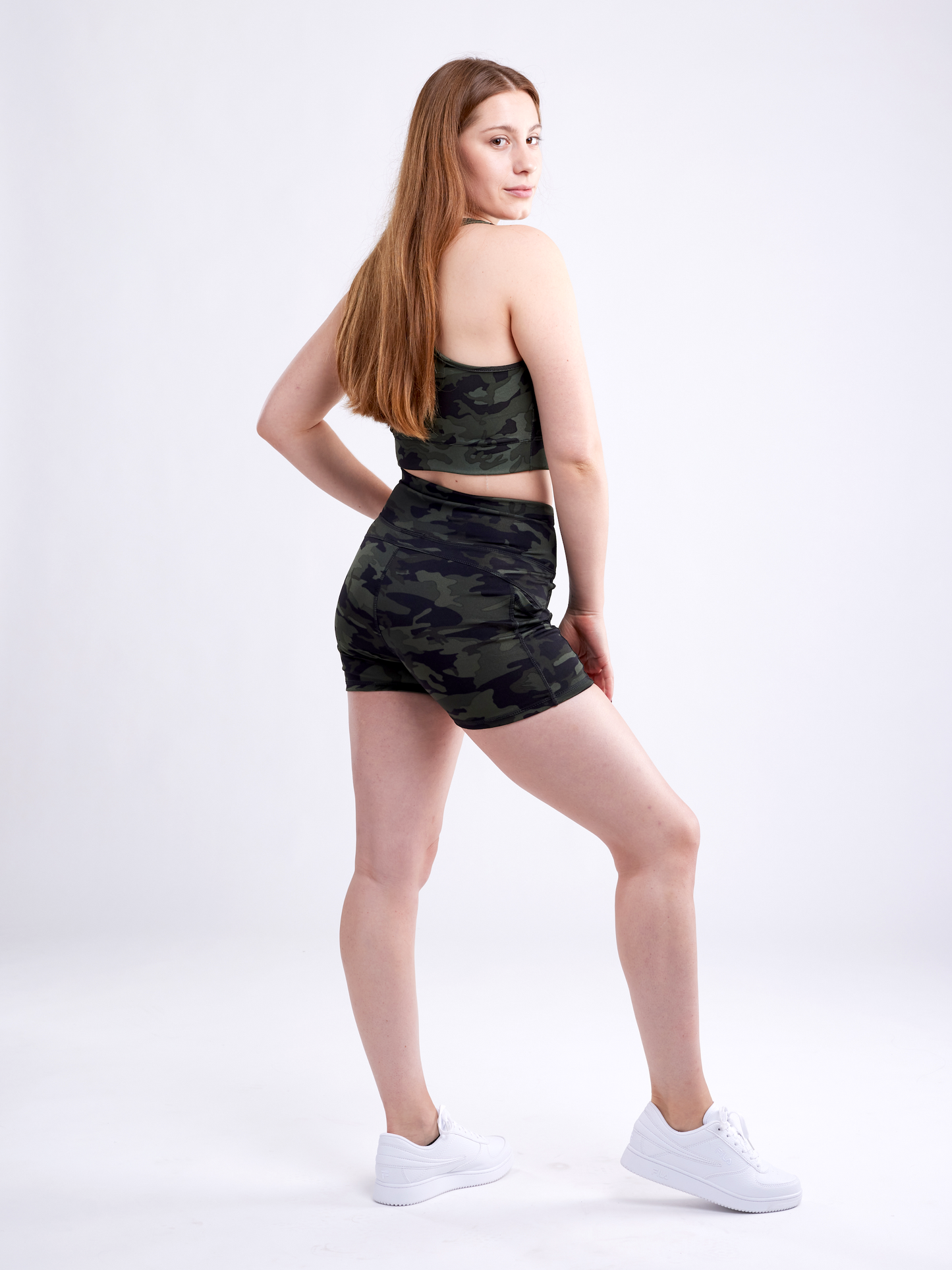 High-Waisted Athletic Shorts with Side Pockets