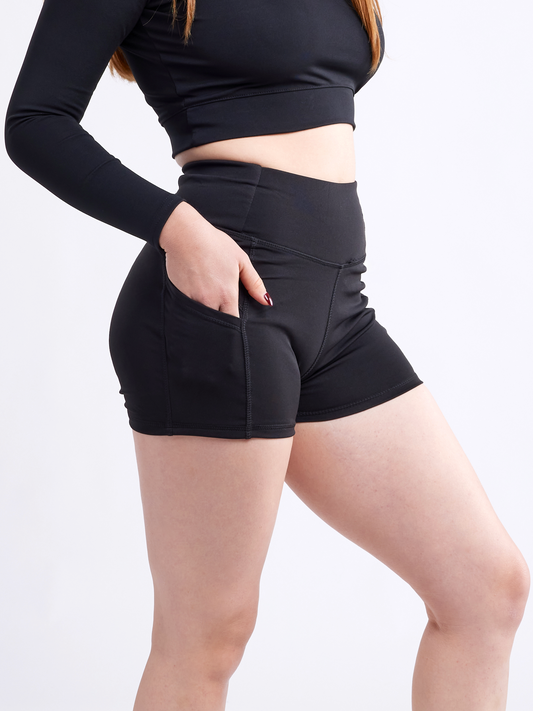 High-Waisted Athletic Shorts with Side Pockets