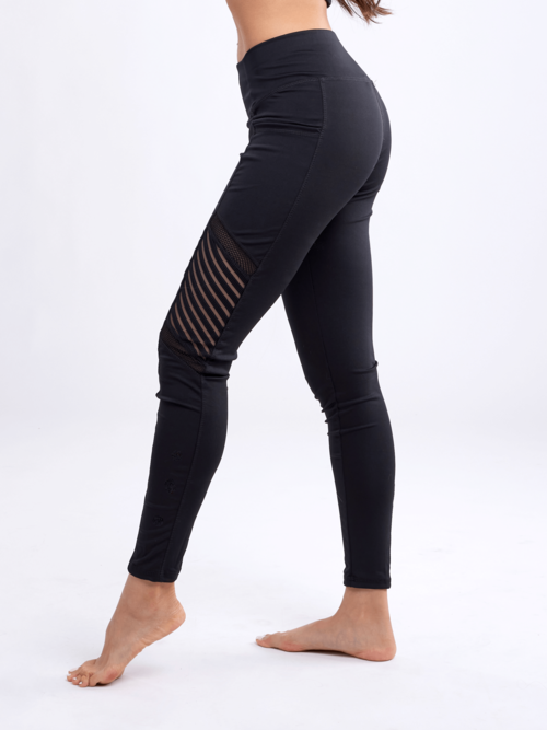 High-Waisted Pilates Leggings with Side Pockets & Mesh Panels